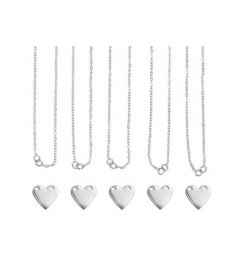 Halskettingset | hart  | zilverkleurig | 5 stuks
